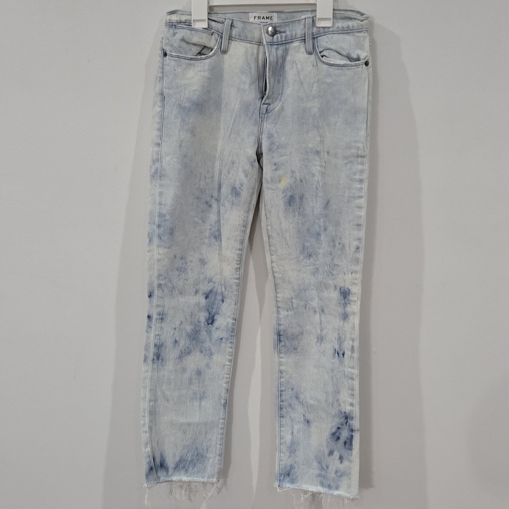 Frame Denim Sz 26 Blue Tie-Dye Le High Straight Leg Jeans